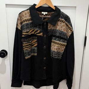 LA MIEL Black and Orange Animal Print Jacket